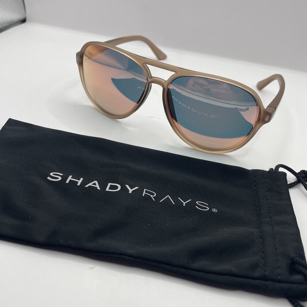 Shady Rays Aviator Crossover Trans Peach Polarized Sunglasses AC-6 Pouch